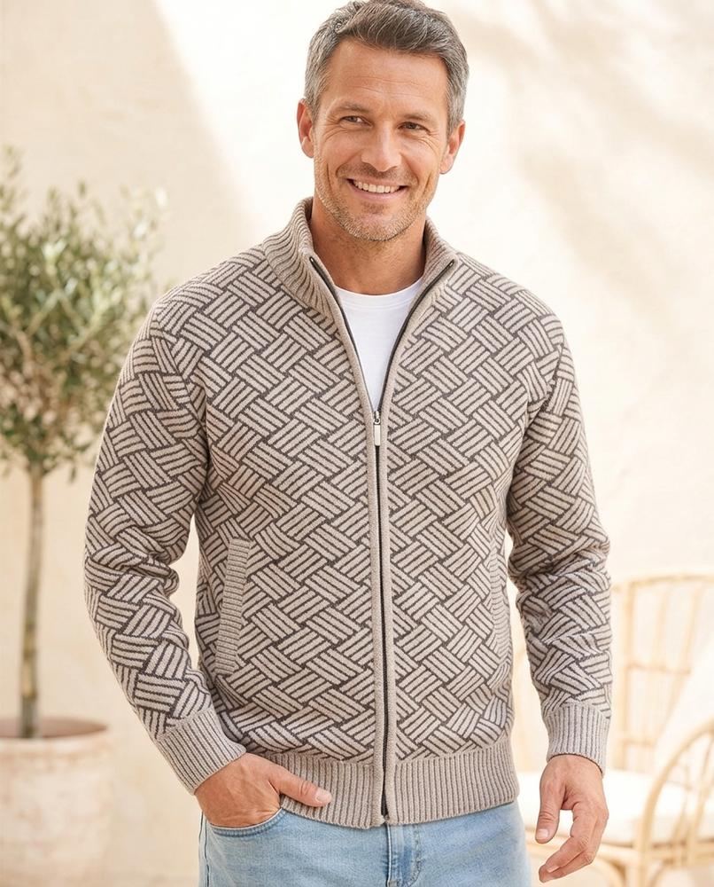 Weekamp24 - Arron | Geritst Geometrisch Gebreid vest Mannen