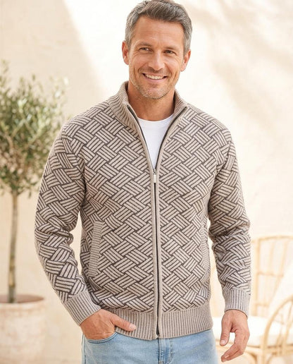 Weekamp24 - Arron | Geritst Geometrisch Gebreid vest Mannen