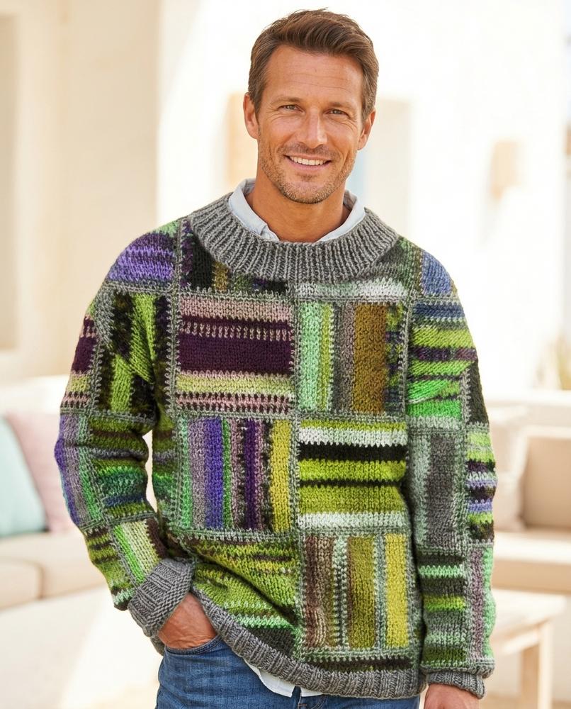 Weekamp24 - Salan | Gebreide Patchwork Trui Mannen
